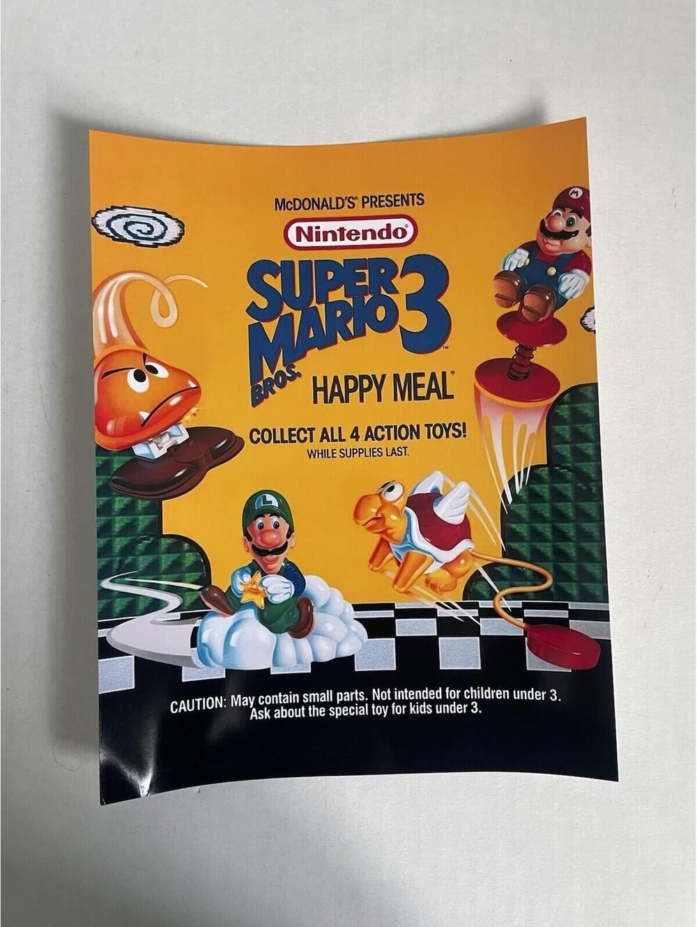 McDonalds Super Mario 3 Happy Meal REPRINT Display Sign Ad McDonald’s Poster